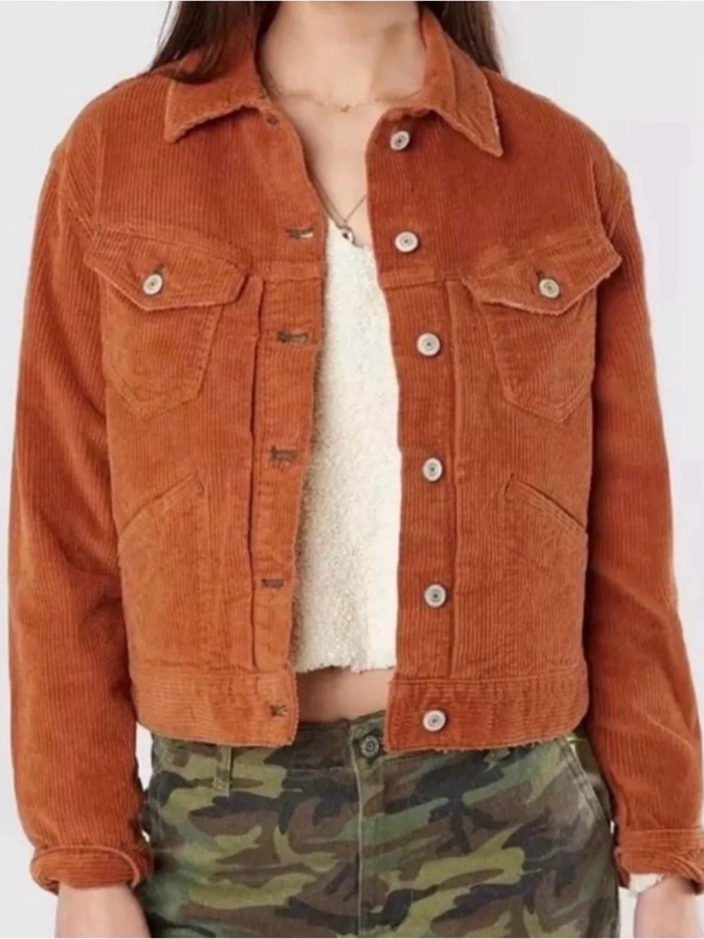 Free People Rust Orange Corduroy Trucker Jacket - Picture 4 of 4
